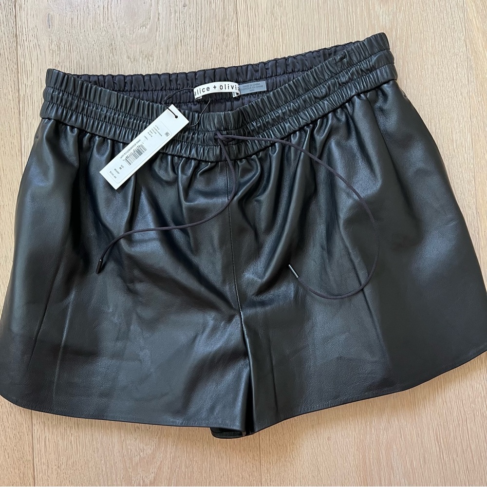 Alice and Olivia lamb leather shorts . New with tag